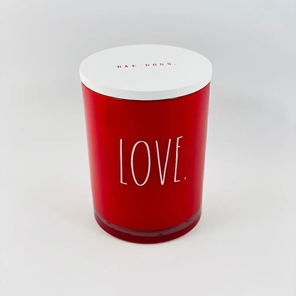 Rae Dunn Glass Red Love Candle